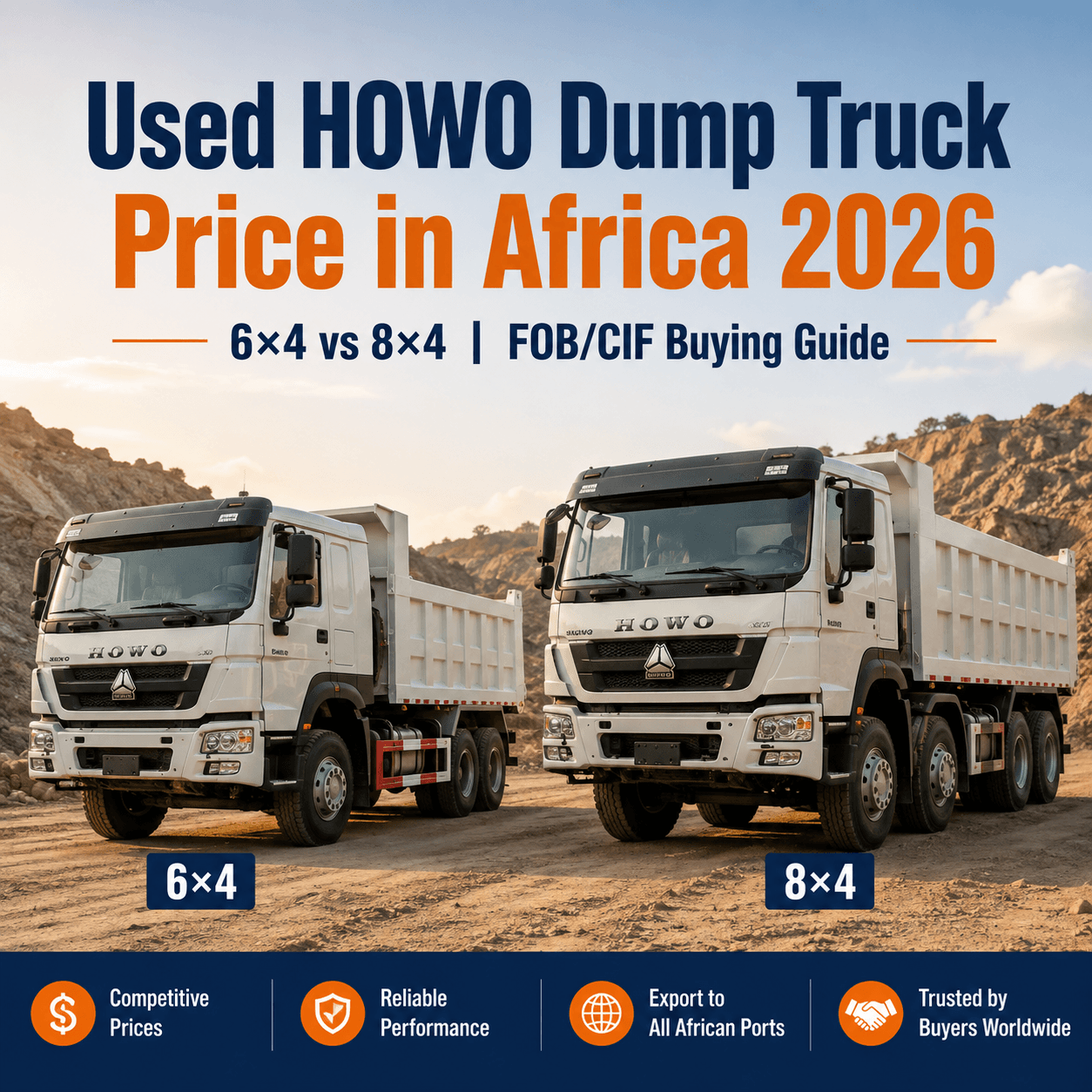 Nagamit na HOWO Dump Truck na Presyo sa Africa 2026: 6&times;4 vs 8&times;4, FOB/CIF na Gastos at Gabay sa Pagbili